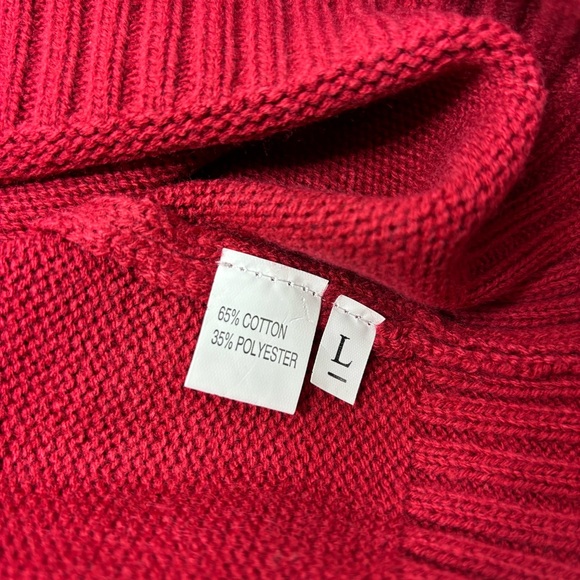 Leopard Print Knitted Red Pullover Sweater Size L - Picture 9 of 11